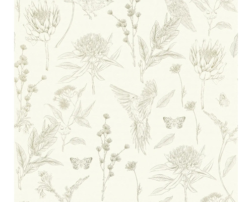Tapet A.S. CRÉATION Blom fågel grön 10,05x0,53m Tapet med blommönster och fågelmotiv