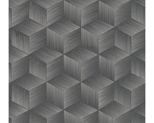 Tapet A.S CRÉATION 3D grafik svart 10,05x0,53m Tapet med geometriskt kubmönster