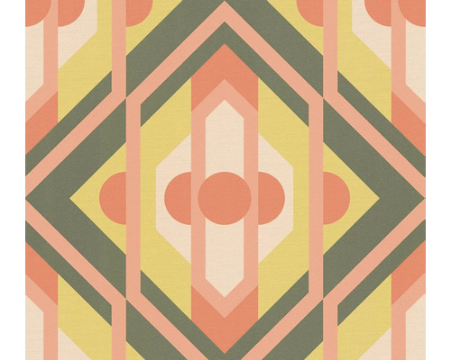 Tapet A.S. CRÉATION Retro ornament grön 10,05x0,53m Geometriskt tapetmönster med linjer och cirklar