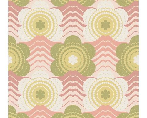Tapet A.S. CRÉATION Retro blom rosa 10,05x0,53m Blommig tapet med vågmönster