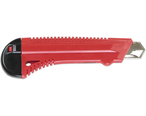 Brytbladskniv med rött plasthandtag och blad