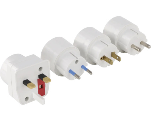 Flera adapterpluggar för olika typer av uttag
