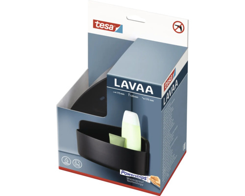 Tesa Lavaa hörnhylla med Powerstrips fäste i kartongförpackning