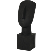 Dekorativ figur i form av ett stiliserat ansikte av trä på en sockel