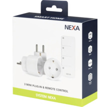 Nexa Smart Home-set med tre miniuttag och fjärrkontroll i originalförpackning