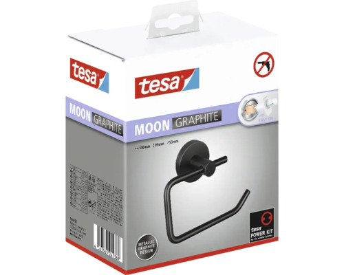 Tesa Moon Graphite toalettpappershållare i produktförpackning