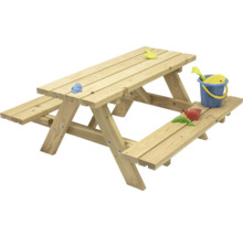 Trä sittgrupp för barn med leksaker