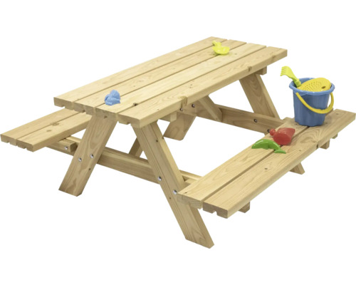 Trä sittgrupp för barn med leksaker