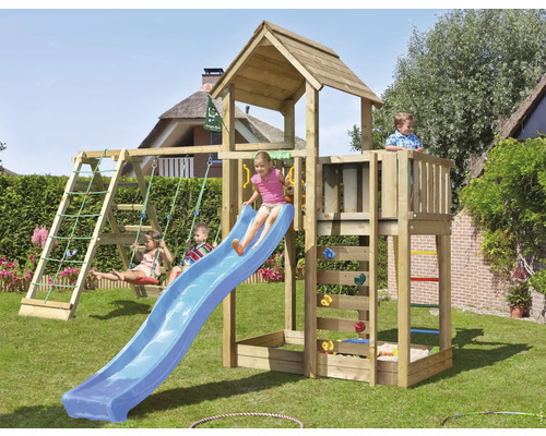 Lektorn JUNGLE GYM Mansion 2.1 inkl. klättermodul 220, blå rutschkana & 120kg sandlådesand Lektorn JUNGLE GYM Mansion 2.1 inkl. klättermodul 220, blå rutschkana & 120kg sandlådesand