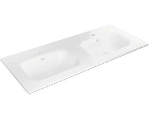 Tvättställ JUNGBORN Sedici dubbeltvättställ vit blank med bräddavlopp 121x51,5 cm