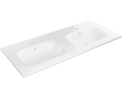 Tvättställ JUNGBORN Sedici dubbeltvättställ vit blank med bräddavlopp 121x51,5 cm Dubbeltvättställ av sanitetskeramik