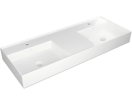 Tvättställ JUNGBORN Quattro dubbeltvättställ vit blank med bräddavlopp 121x46 cm Dubbeltvättställ i sanitetskeramik