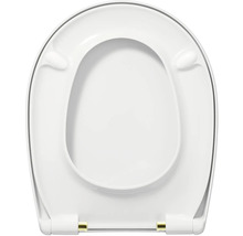 Toalettsits med mjukstängning REIKA Mino vit blank mässing borstad quick & clean universell