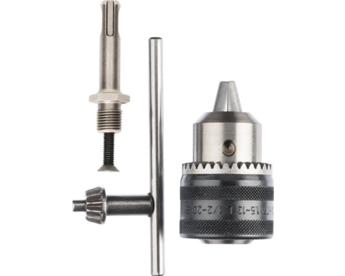 Borrfoder med chucknyckel och chuckdorn