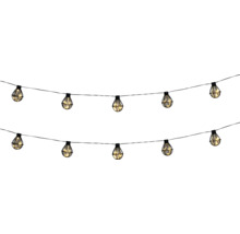 Ljusslinga med svarta lampskärmar i droppform