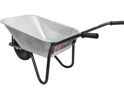 Skottkärra av metall med svart ram och däck