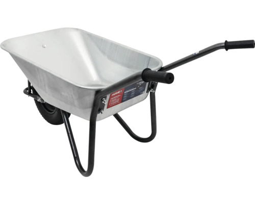 Skottkärra av metall med ett hjul och handtag