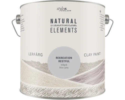 Väggfärg NATURAL ELEMENTS Style color Rekreation 2,5l Färghink med lerafärg i blågrått