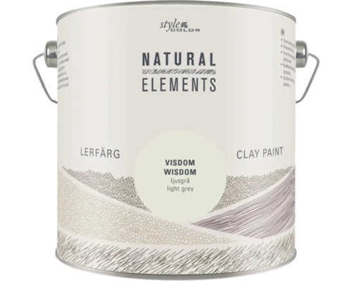 Väggfärg NATURAL ELEMENTS Style color Visdom 2,5l Färgburk med ljusgrå lerfärg