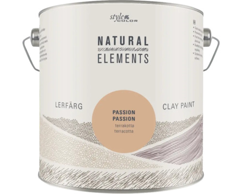Väggfärg NATURAL ELEMENTS Style color Passion 2,5l Färgehink med lerfärg för inomhusbruk