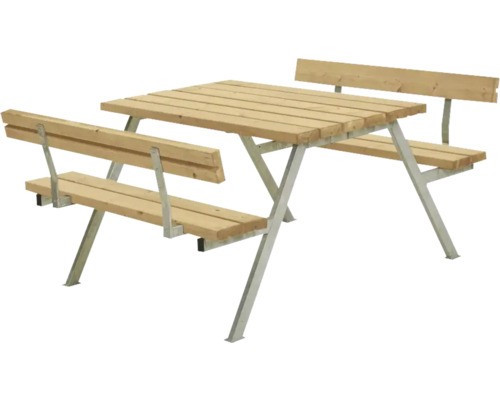 Picknickbord PLUS furu Alpha 4 sittplatser med ryggstöd trä