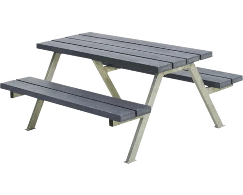 Barnpicknickbord PLUS Alpha stål/plast 6 sittplatser grå