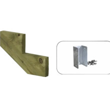 Trätrappa och stolpsko med skruvar