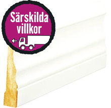 Vitlackerad dekorlist med notering om speciella leveransvillkor