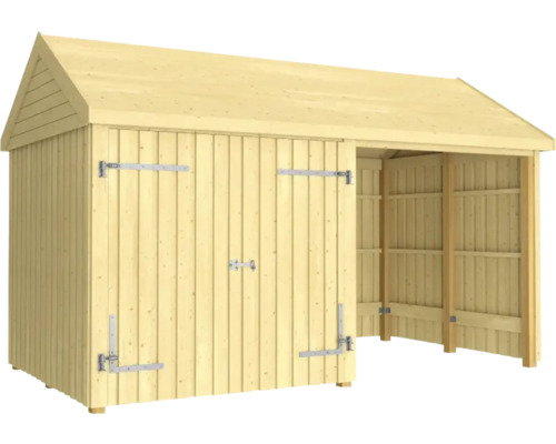 Redskapsbod PLUS Classic Multi Trädgårdshus 10m² 2 moduler med dubbeldörr och öppen front