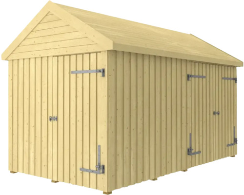 Redskapsbod PLUS Classic Multi Trädgårdshus 10m² 2 moduler med enkel- och dubbeldörr inkl. takpapp/aluminiumprofil/H-stolpfötter
