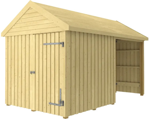 Redskapsbod PLUS Classic Multi Trädgårdshus 10m² 2 moduler med enkeldörr och stängd/öppen front