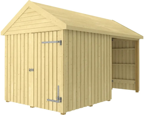 Redskapsbod PLUS Classic Multi Trädgårdshus 10m² 2 moduler med enkeldörr och stängd/öppen front inkl. takpapp/aluminiumgjutning/H-stolpfötter