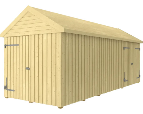 Redskapsbod PLUS Classic Multi Trädgårdshus 14,5m² 3 moduler med enkel- och dubbeldörrar inkl. takpapp/aluminiumgjutning/H-stolpfötter
