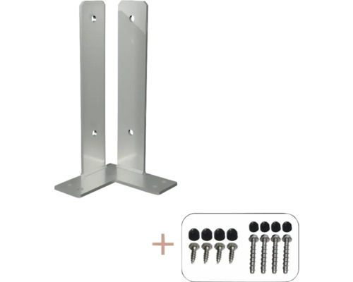 Hörnstolpfot PLUS 30cm 9x9cm stolpar för fundament inkl. skruvar varmgalvaniserad