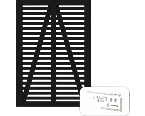 Enkelgrind PLUS Harmoni 100x140cm svart inkl. beslag