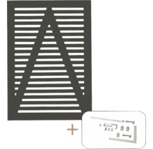Insynsskyddsstaket med dekorativt gallerinlägg och beslagssats