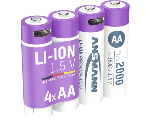 Ansmann Li-ionbatterier, fyrpack AA-batterier