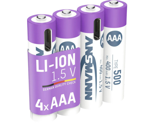 Ansmann 4-pack AAA litiumjonbatterier med 1,5 volt