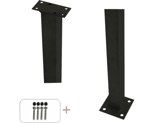 Stålstolpe PLUS med fot 4,5x4,5x103,3cm för ledstång inkl. bultar svart