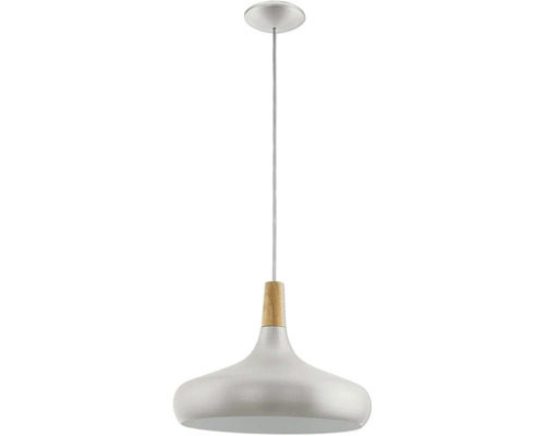 Pendellampa med metallskärm och träelement
