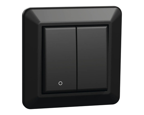 Svart strömbrytare med två knappar för elinstallation
