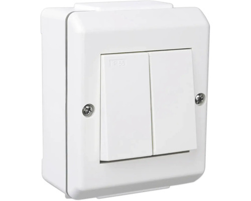 Dubbel utanpåliggande strömbrytare för elinstallationer