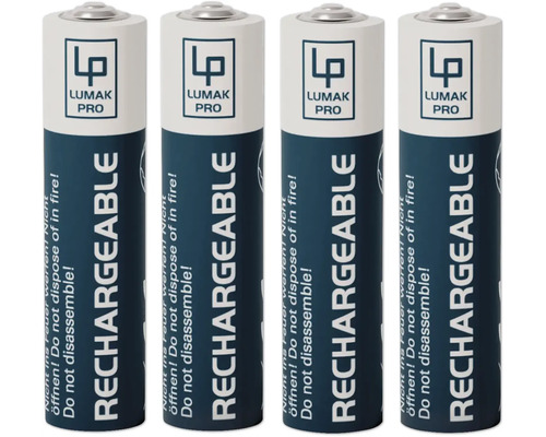 Laddbara batterier LUMAK PRO AA Mignon 1,5V 1700 mAh Li-ion Accu 4 st. återuppladdningsbar med USB-C