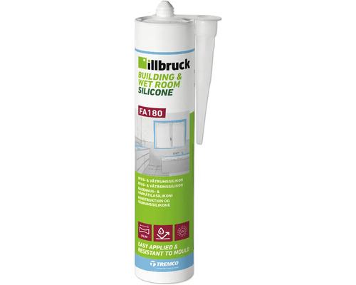 Bygg- & våtrumssilikon ILLBRUCK FA180 mörkgrå 300 ml Illbruck Bygg- och våtrumssilikon FA180