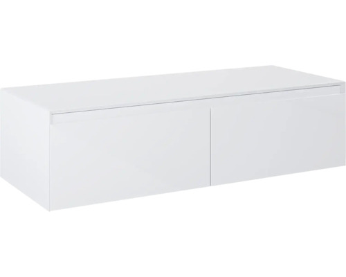 Tvättställsunderskåp JUNGBORN Decem vit högglans MDF 2 lådor 120x31,9x45,8 cm Vitt tvättställsskåp med två dörrar
