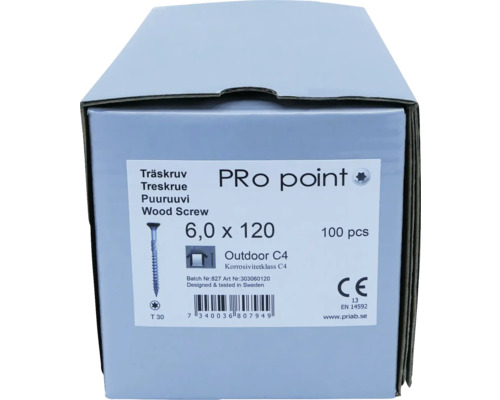 Förpackning träskruvar, 6,0 x 120 millimeter, 100 stycken