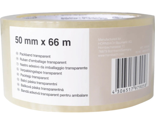 Transparent packtejp rulle 50 millimeter gånger 66 meter