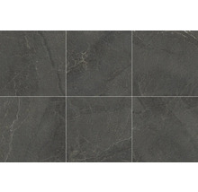 Sex gråa golvplattor med marmorlook