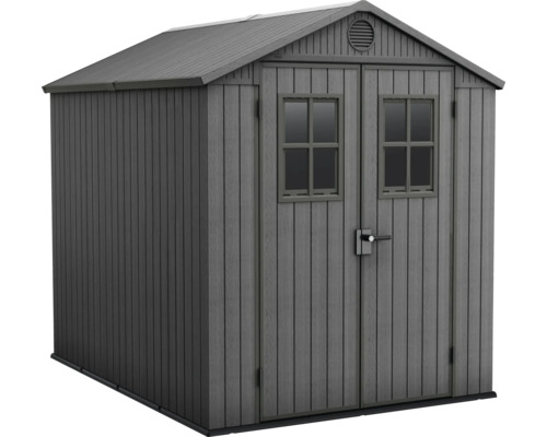 Trädgårdsskjul med dubbeldörr och fönster