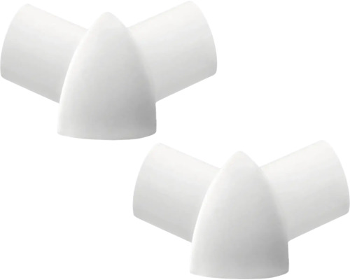 Hörnstycke DURAL Durabord PVC vit 10mm 2-pack Två vita rörkopplingar i plast med tre utgångar